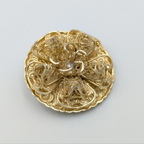 Vintage Gold Tone Filigree Scarf Clip-Western Germany - Picture 4 of 6